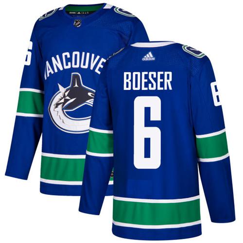 Adidas Men Vancouver Canucks 6 Brock Boeser Blue Home Authentic Stitched NHL Jersey